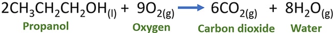 propanol and oxygen reaction CH3CH2CH2OH + O2
